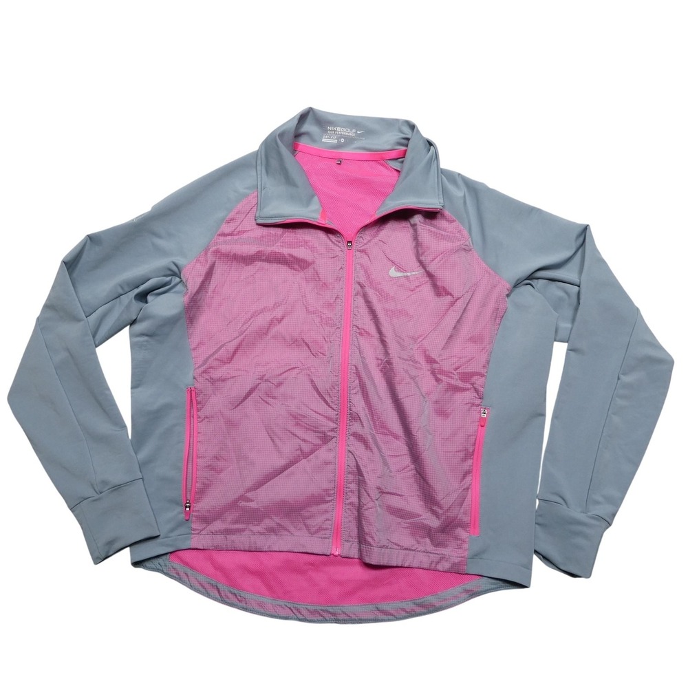 Nike Golf Jacket‎ Womens Medium Gray Dri-FIT Performance Windbreaker Full Zip